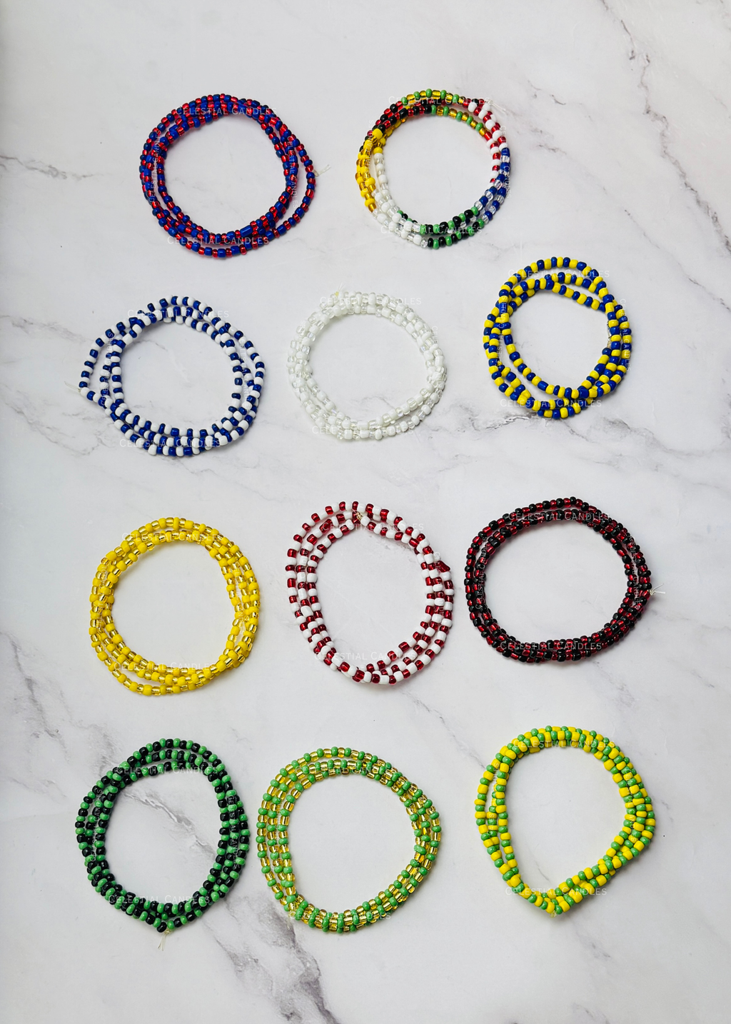 Orisha Santeria Beaded Necklaces, Obatala, Chango, Ibiji, Oshun, Ochun, Ogun, Orula, Elegua, Yemaya, Ochosi, & Orishas, 7 African Powers